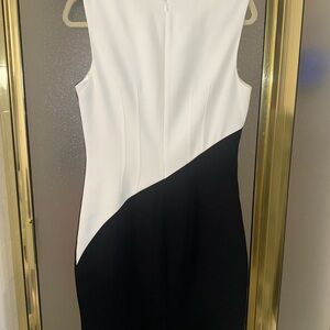 Tahari Asymmetrical Black and White Dress